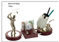 Wooded Base Golf Trophy Cup มัลติฟังก์ชั่นพร้อมกล่องใส่ปากกา &amp;amp; นาฬิกา