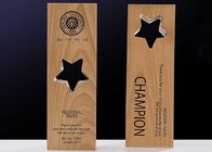 Wood Custom Trophy Cup Engraving / Lasing โลโก้ Star Design Awards สำหรับพนักงาน